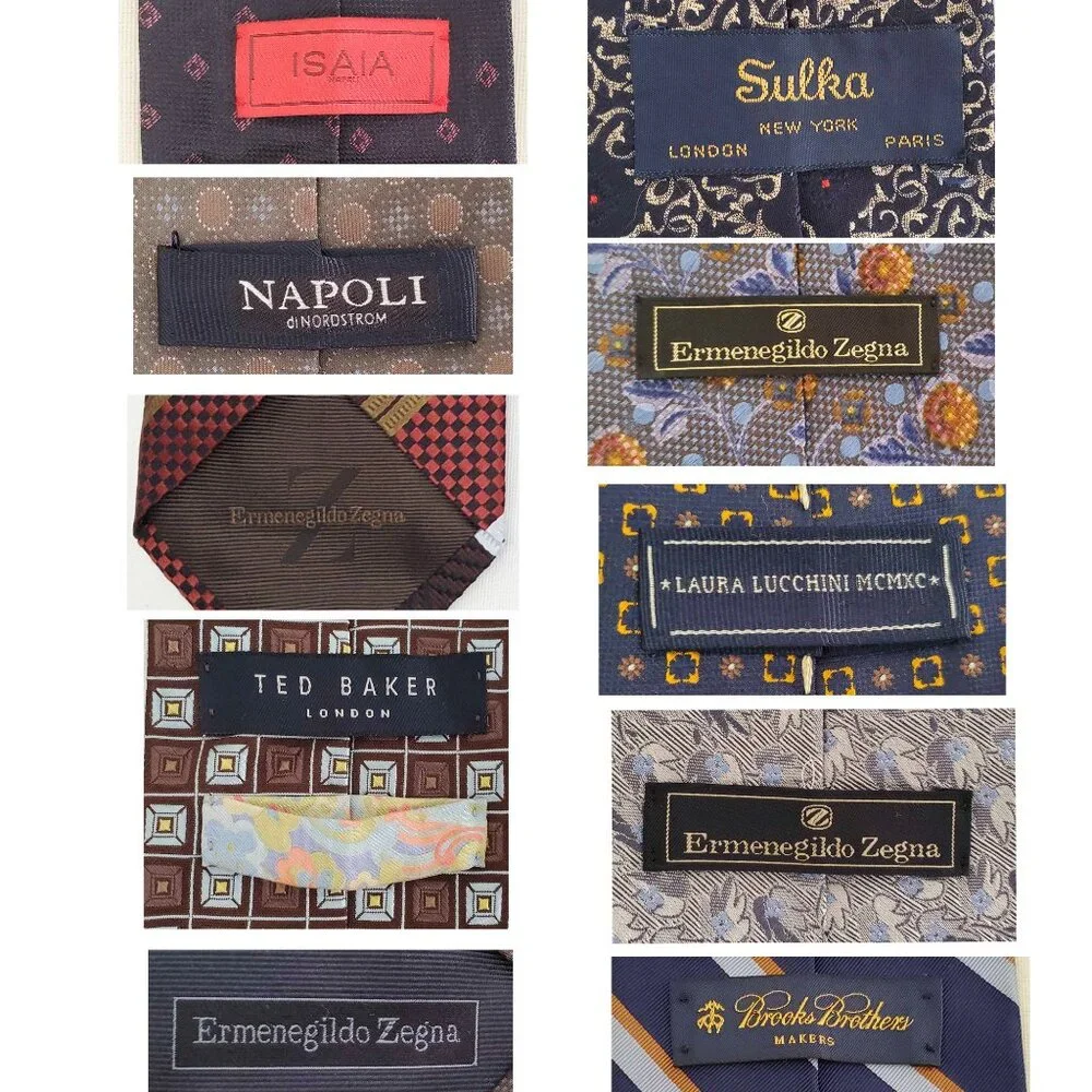 Lot Bundle of 10 Men's Designer Ties Zegna Sulka Isaia Ted Baker Brooks Brothers